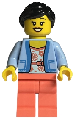 LEGO Store Customer - Female, Light Blue Jacket, Coral Legs