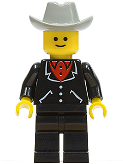 Suit with 3 Buttons Black - Black Legs, Light Gray Cowboy Hat