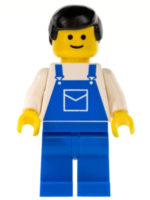 Overalls Blue with Pocket, Blue Legs, Black Male Hair