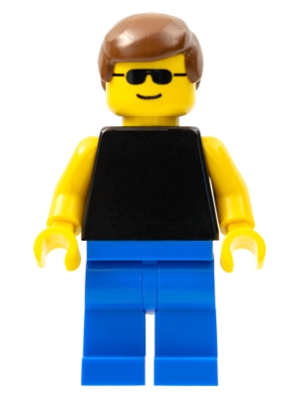 Plain Black Torso with Yellow Arms, Blue Legs, Sunglasses, Brown Male Hair