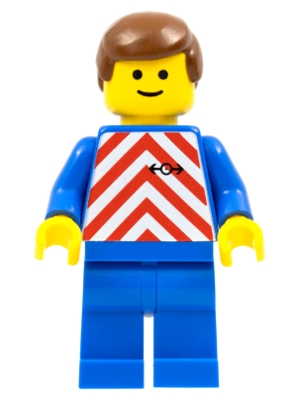 Red & White Stripes - Blue Legs, Brown Male Hair