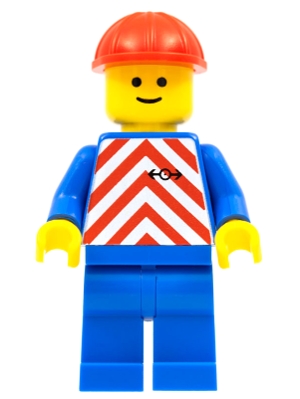 Red & White Stripes - Blue Legs, Red Construction Helmet