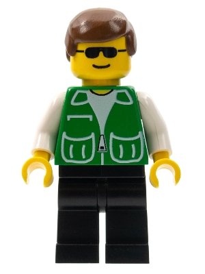 Jacket Green with 2 Large Pockets - Black Legs, Brown Male Hair