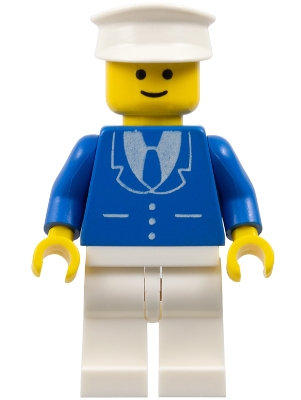Man, Blue Jacket with Tie and Three Buttons, White Legs, White Hat