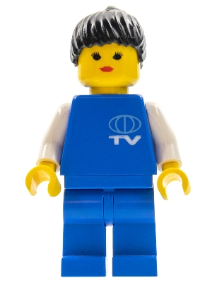 TV Logo Small Pattern, Blue Legs, Black Ponytail Hair