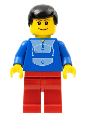 Blue Torso, Red Legs, Black Hair