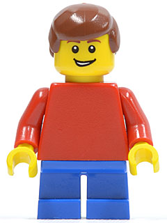 Plain Red Torso with Red Arms, Blue Short Legs, Reddish Brown Male Hair