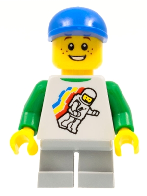 Kid, White Torso, Light Bluish Grey Legs, Blue Cap (41879a Legs)