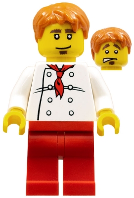 Chef - White Torso with 8 Buttons, Red Legs, Dark Orange Short Tousled Hair