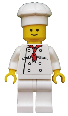 Chef - White Torso with 8 Buttons, Black Wrinkles, NO Back Print, White Legs, Standard Grin