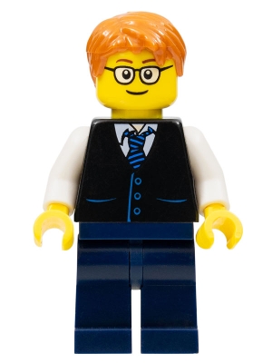Black Torso, Dark Blue Legs, Dark Orange Hair - Rounded Glasses