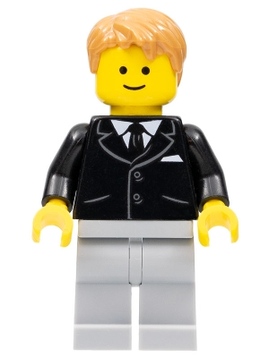 Black Torso Jacket, Light Bluish grey Legs, Dark Orange Hair - Pockets