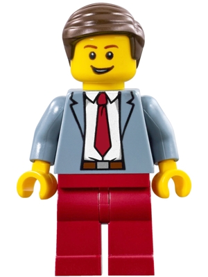 Man, Sand Blue Jacket, Dark Red Tie and Legs