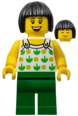 Female, Black Short Hair, White Top with Green Apples and Lime Dots, Green Legs &#40;Ludo Green&#41;