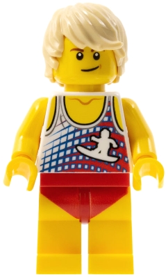 Male with Tan Hair, Tank Top with White Surfur Logo, Red Swimsuit &#40;Ludo Yellow&#41;