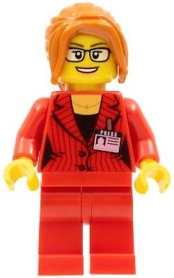 Reporter, Female, Dark Orange Hair with Sidebangs, Glasses, Red Blazer with Press Pass &#40;Ludo Red&#41;