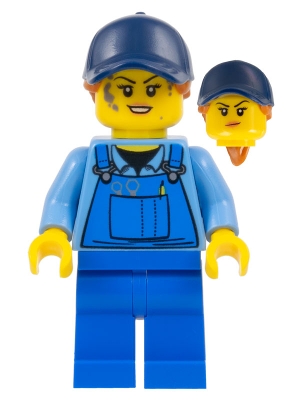Mechanic, Medium Blue Torso, Blue Overall, Blu Cap with Hair