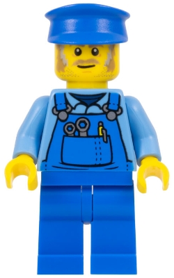 Mechanic, Medium Blue Torso, Blue Overall, Blue Hat