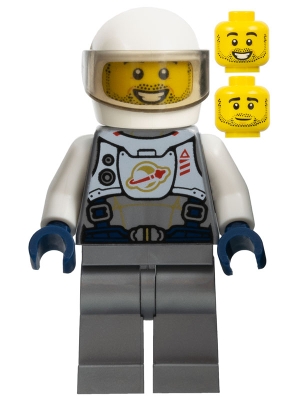 Astronaut - Male, Flat Silver Spacesuit with Harness and White Panel with Classic Space Logo, Stubble