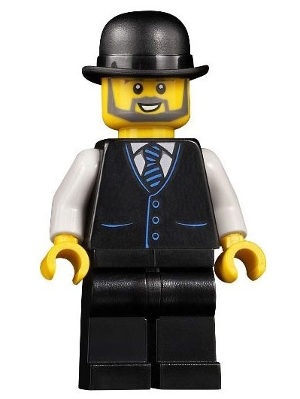 Accountant - Male, Black Vest with Blue Striped Tie, Black Legs, Black Bowler Hat, Beard