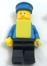 Man, Plain Blue Torso, Black Legs, Blue Hat, Yellow Vest