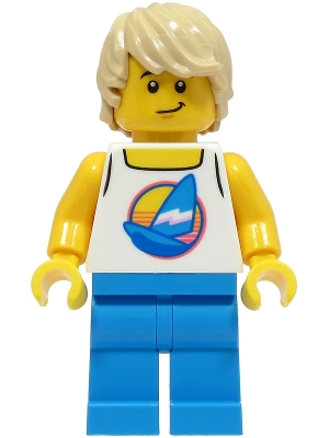White Torso, Surfboard, Dark Azure Legs, Tan Hair