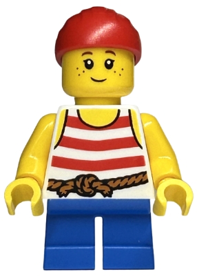 Kid Pirate - Red Striped Shirt, Blue Legs, Red Bandana