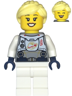 Astronaut - Female, Flat Silver Spacesuit with Harness and White Panel with Classic Space Logo, Bright Light Yellow Hair