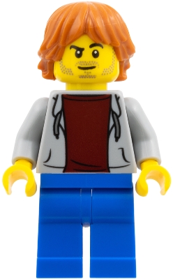 Man, Light Bluish Gray Sweater, Blue Legs, Dark Orange Hair