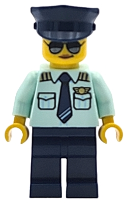 Pilot, Bright Light Blue Shirt, Dark Blue Legs, Dark Blue Cap