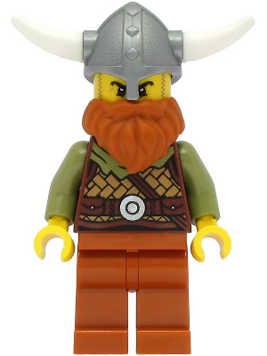Viking Warrior - Male, Medium Nougat Leather Armor, Dark Orange Beard and Legs, Flat Silver Helmet