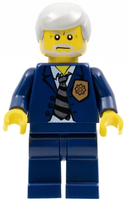 Police - World City Chief, Dark Blue Suit with Badge and Tie, Dark Blue Legs