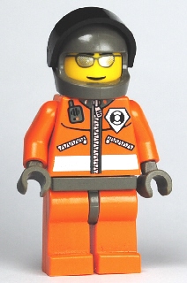 Coast Guard World City - Orange Jacket with Zipper, Silver Sunglasses, Dark Gray Helmet