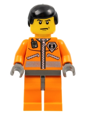 Coast Guard World City, Orange Jacket with Zipper, Black Male Hair