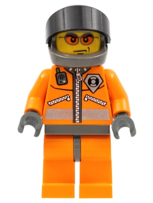 Coast Guard, Orange Jumpsuit with Zipper, Radio, and Badge, Dark Bluish Gray Hands, Dark Bluish Gray Helmet with Visor, Orange Sunglasses