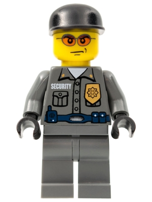 Police - Security Guard, Dark Bluish Gray Legs, Black Cap