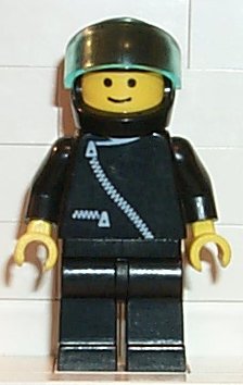 Jacket with Zipper - Black, Black Legs, Black Helmet, Trans-Light Blue Visor
