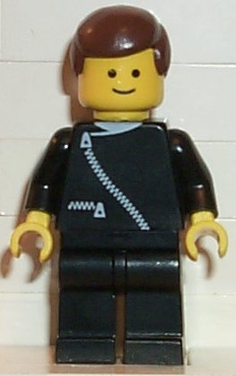 Jacket with Zipper - Black, Black Legs, Brown Male Hair