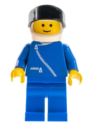 Jacket with Zipper - Blue, Blue Legs, White Helmet, Black Visor