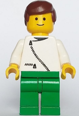 Jacket with Zipper - White, Green Legs, Brown Male Hair