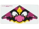 Part No: 114351  Name: Plastic Sail Triangular with Black and White Eyes and Jagged Moustache and Dark Pink Bulbous Nose on Magenta and Yellow Background Pattern