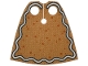 Part No: 19888pb03  Name: Minifigure Cape Cloth, Standard - Spongy Stretchable Fabric - 3.9cm Height with Medium Nougat and White Sides with Dark Orange Gingerbread Dots, White Icing, Black Outline Pattern