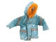Part No: 22808  Name: Scala, Clothes Female Shiny Light Blue Parka with Hood and Orange Trim