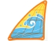 Part No: 42664pls01a  Name: Plastic Part for Set 42664 - Sail with Medium Azure and White Wave and 4 Bubbles on Yellow Background with Orange Edge and Lines Pattern