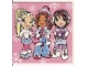 Part No: 53115  Name: Clikits Frame Insert, Paper 4 x 4 with Heart, Daisy, and Star Characters in Winter Outfits on Pink Background Pattern