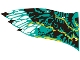 Part No: 75572pls01a  Name: Plastic Part for Set 75572 - Wing Banshee Ikran Left with Dark Turquoise and Dark Brown Skin and Yellow Veins Pattern