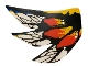 Part No: 75574pls01e  Name: Plastic Part for Set 75574 - Wing Dragon Toruk Left Wingtip with Black Veins and Red, Bright Light Orange, Yellow, and Blue Trim Pattern