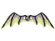 Lot ID: 330899402  Part No: 77493b  Name: Plastic Dragon Wings with 4 Holes with Black Spines and Yellowish Green and Medium Lavender Ghost Tattered Skin on Trans-Yellow Background Pattern