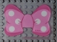 Part No: 77787  Name: Plastic Bow with White Polka Dots on Bright Pink and Dark Pink Background