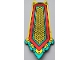 Part No: 80012pls01e  Name: Plastic Part for Set 80012 - Armor Skirt Center with Dark Turquoise and Red Bands, Black Stitching, and Gold Chain Mail Pattern